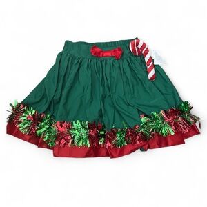 Candy Cane Holiday Christmas Green and Red Skirt with Bow Small New With Tags